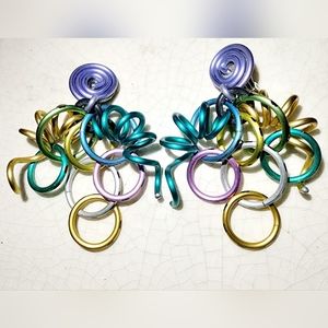 Rare Vintage DAVID SPADA Multi Colored Rings of Anodized Aluminum 1980s high fas